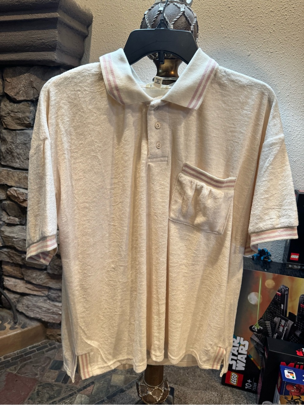 Pol Cream Polo Terry Shirt with Pink Trim